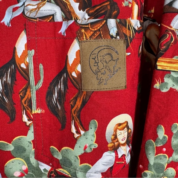 Original Cowboy Women’s Western Cotton Nightshirt XL Red Rockabilly Retro - Picture 3 of 10